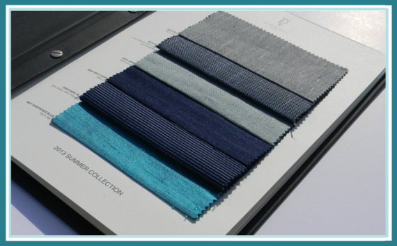 Looped waterfall mounted fabric swatch